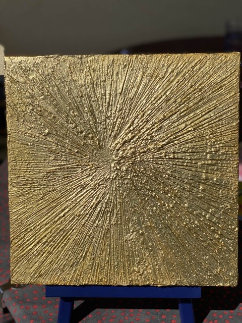 Strahlen  in Gold -Acryl-MIxtechnik