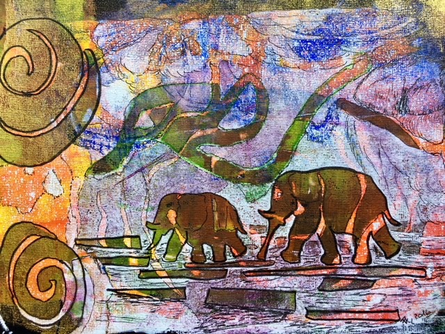Elefanten -Gel-Druck